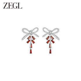 ZEGL设计师新年系列龙年红色蝴蝶结耳环女2024过新年喜庆耳钉耳饰
