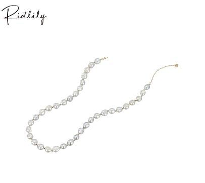 1F【Riotlily】艾特里里项链天然珍珠短链灰色颈链 商品图1