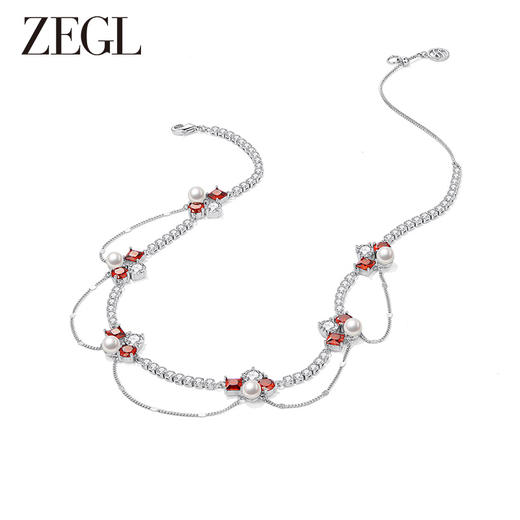 ZEGL设计师新年系列红色流苏项链女轻奢小众高级感choker锁骨颈链 商品图1