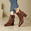 【预售5天】秋冬新款，真皮高跟鞋时尚粗跟气质女靴加绒短靴子尖头BCXY-H2110 商品缩略图2