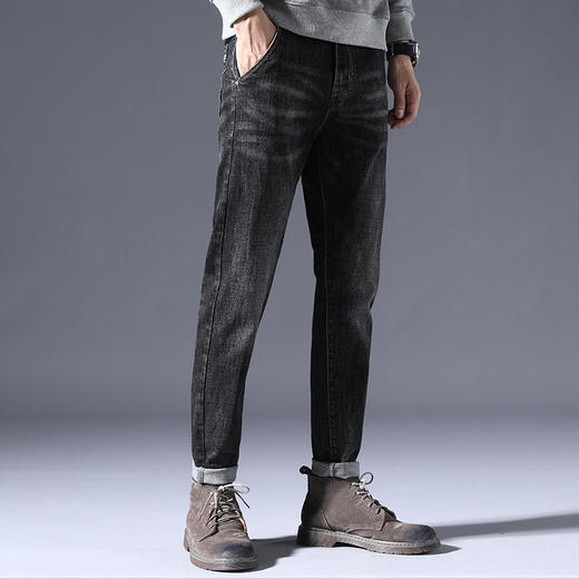 【加绒加厚】圣得西男士弹力修身加厚牛仔裤冬款百搭长裤2362915860 商品图2