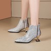 【预售5天】新款法式小短靴，女羊皮及踝靴水钻高跟皮靴尖头粗跟春秋单靴子PLGZ-D86-10 商品缩略图4