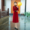 SYG-760喜婆婆婚婚宴旗袍秋冬毛领新款冬款改良中国风长袖婚礼 商品缩略图3