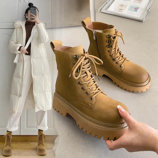 ZHR英伦马丁靴女2024年春季新款潮酷复古休闲甜酷加绒厚底工装靴 商品图4