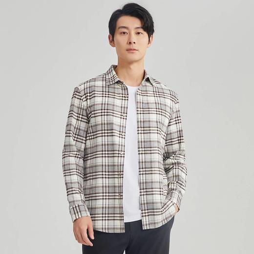 【100%棉】圣得西磨毛保暖商务休闲纯棉长袖衬衫秋冬新款格纹衬衣2352954511A 商品图2