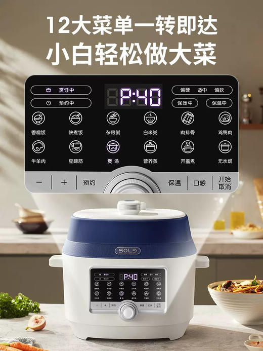 松雨电压力锅家用5L不锈钢双胆高压锅全自动多功能煮饭煲可拆上盖 商品图2