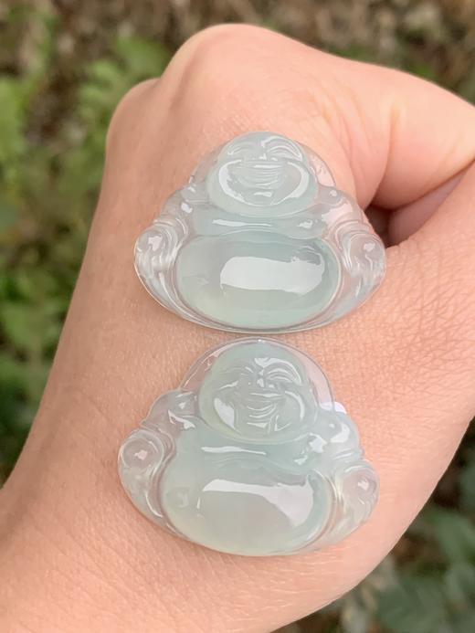 【直播大场福利】货头 冰种翡翠起胶超纯净蓝底佛公 底色纯净  笑口常开随机发货 附证书 商品图4