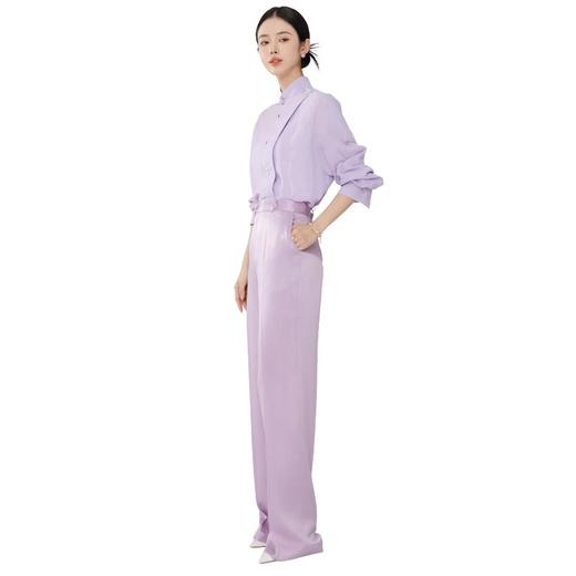 FUYAO扶摇 国风新中式紫色套装女秋冬高级感时尚衬衫西装裤两件套 商品图5