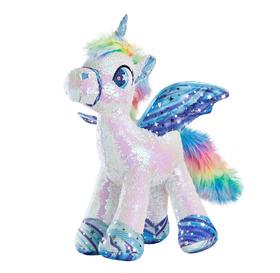 亮片独角兽DY016_S白蓝色骨架款独角兽摆件