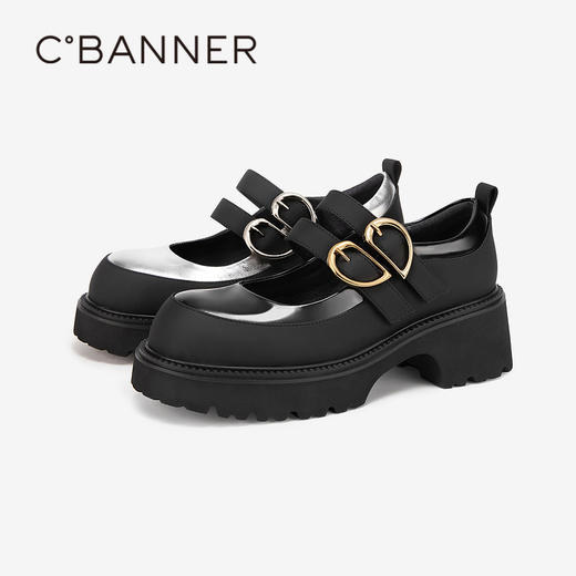 千百度厚底玛丽珍鞋女春季增高小香风晚晚鞋法式气质单鞋A24131505 商品图1