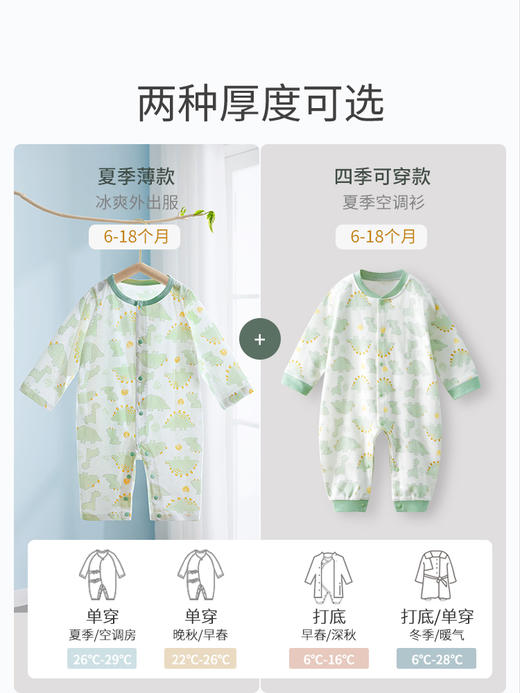 贝肽斯婴儿衣服宝宝连体衣秋装纯棉哈衣夏季薄款爬服四季长袖睡衣 商品图3
