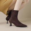 方头后拉链高跟马丁靴，女粗跟感小短靴XCC&X6103 商品缩略图0