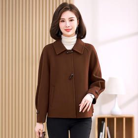 时尚简洁，民族风双面呢短款大纽扣外套HR-YIZX8595