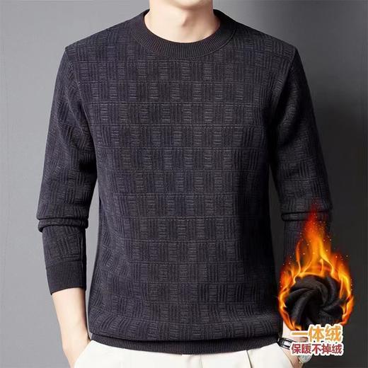 【重磅提花】钻石绒冬季加绒加厚保暖圆领打底衫男士毛衣 商品图5