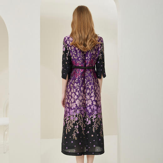 NA820斯尔丽[商场同款]春季新款收腰大下摆优雅高贵提花礼服连衣裙 商品图1