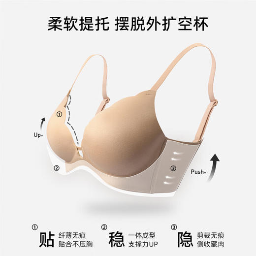 好奇蜜斯（Miss Curiosity）无痕内衣女薄小胸聚拢显大无钢圈性感防下垂文胸罩套装  伊丽丝 商品图5