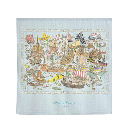 法国Atelier Choux 婴儿棉纱布包巾抱巾 同名款TC 小宝贝 海洋学院 100*100cm 商品图2