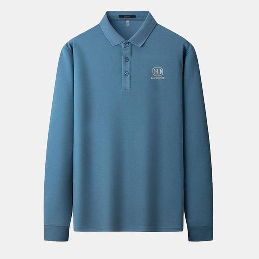 【含桑蚕丝】圣得西秋款男士翻领字母logo印花长袖polo衫2352945658 商品图3
