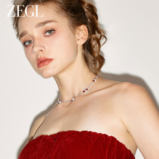 ZEGL设计师新年系列红色流苏项链女轻奢小众高级感choker锁骨颈链 商品图4