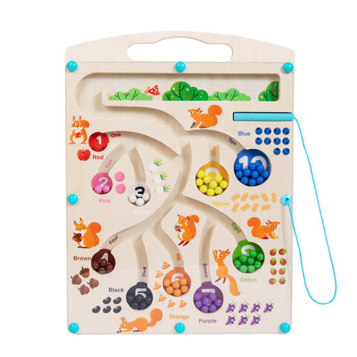 【早教识数，握笔训练！】cpc 儿童益智磁性运笔数字迷宫，早教木质颜色分类计数板 走珠玩具，训练动手学习能力，专为孩子设计！ 商品图5