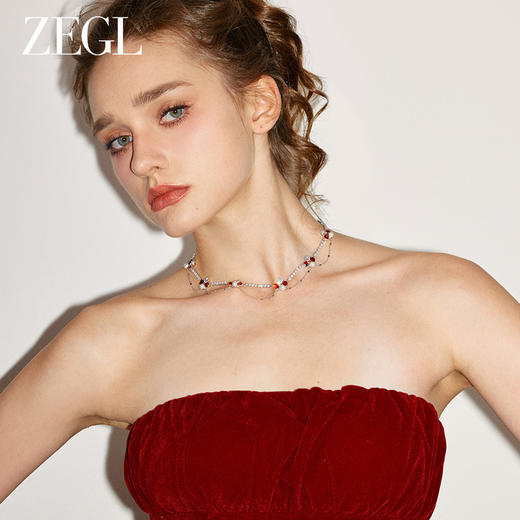 ZEGL设计师新年系列红色流苏项链女轻奢小众高级感choker锁骨颈链 商品图2
