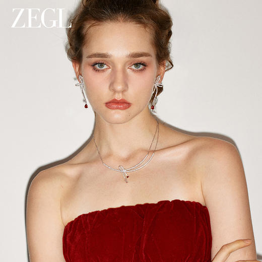 ZEGL设计师新年系列流苏蝴蝶结耳环女长款新年喜庆耳钉春夏耳饰品 商品图3