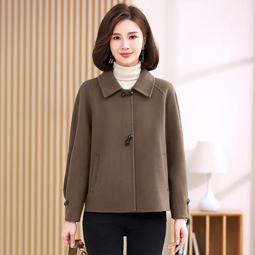 时尚简洁，民族风双面呢短款大纽扣外套HR-YIZX8595 商品图1