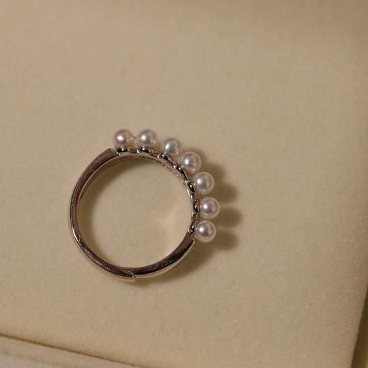 甄珠贝 双层排戒 ji品淡水mini珠 3-3.5mm 纯银精工 开口可调节戒圈 商品图2