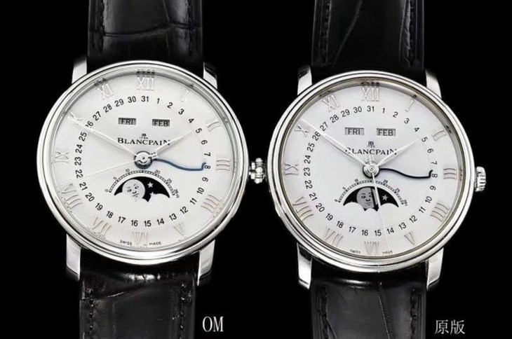 OM宝珀villeret经典系列复刻6639月相真假手表评测V2-V3