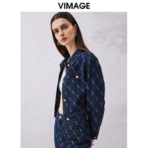 VIMAGE纬漫纪春季新款时尚气质收腰牛仔短外套V2103725 商品图3