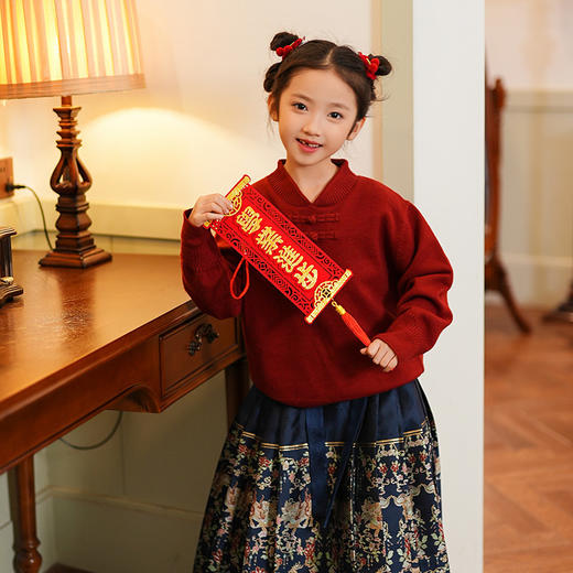 【E】过年氛围，东方神韵~红色新国风毛衣马面裙拜年服 商品图12
