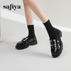 Safiya/索菲娅2024春季新品设计感英伦风水钻扣漆皮粗跟厚底乐福鞋 SF41112062 商品缩略图5