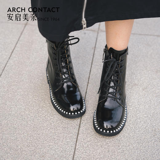 软底马丁靴 | ARCHCONTACT安启美奈 圆头珍珠边52881 商品图7