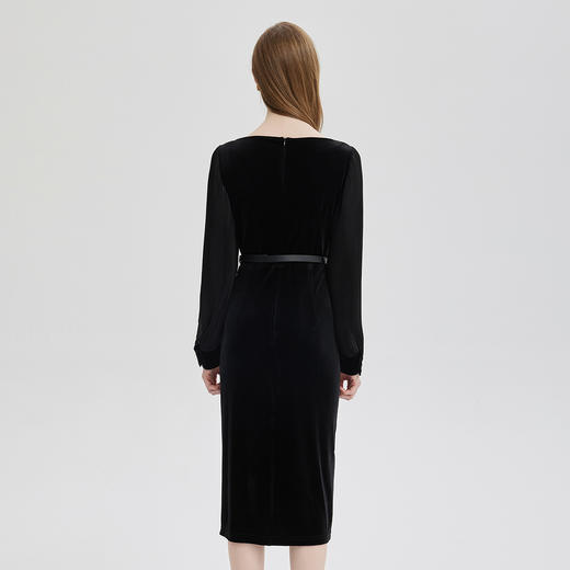 PE848斯尔丽2024春夏新款高级感显瘦配腰带连衣裙 商品图1