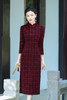 XS-851冬季新款真丝绒旗袍优雅复古民国风格子大码修身减龄装 商品缩略图2