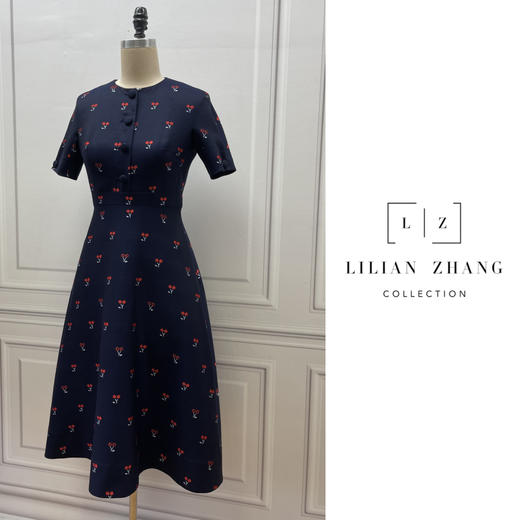 樱桃款-古着新穿-法式复古优雅赫本风修身轻奢高腰连衣裙 2201056 商品图2