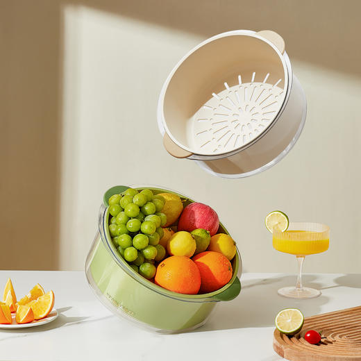 烁果 双层沥水篮大号 GMKJSCLSL（颜色随机） 商品图3