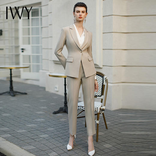 IWY/气质休闲韩版西装套装女春季长袖灰色职业装律师总裁工作服CP1944-E 商品图3