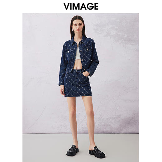 VIMAGE纬漫纪春季新款时尚气质收腰牛仔短外套V2103725 商品图1
