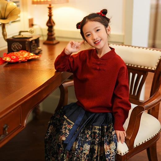 【E】过年氛围，东方神韵~红色新国风毛衣马面裙拜年服 商品图8