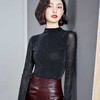 雀说 高领网纱打底衫女秋冬内搭闪光丝洋气小衫亮丝上衣女4ZF-MZ803602 商品缩略图3