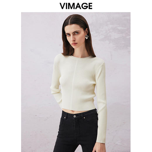 VIMAGE纬漫纪春季新款百搭修身针织衫上衣V2101710 商品图3