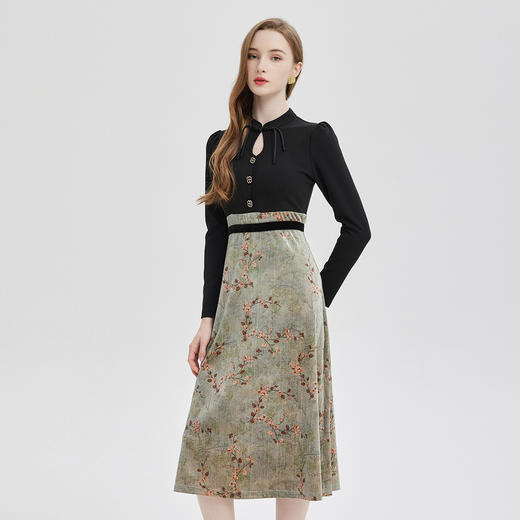 PE832斯尔丽2024春季新款撞花色显高显瘦修长版连衣裙 商品图2