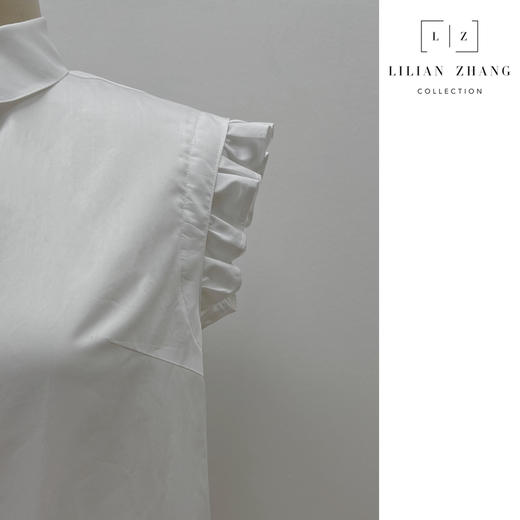 定制-法式复古-文艺清新-荷叶边无袖 气质纯色  夏季衬衫 2202010 商品图3