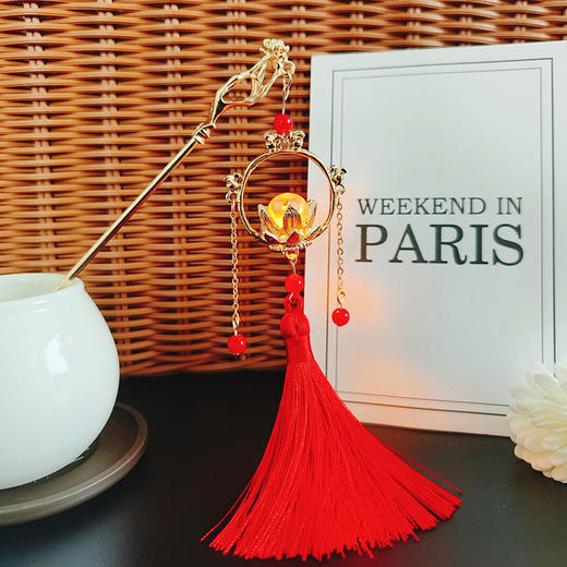 国潮古风发光灯笼发簪 复古宫灯流苏簪子 汉服步摇头饰发饰 商品图10