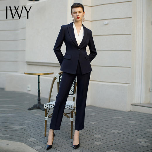 IWY/气质藏青色西装套装女秋冬售楼部前台工作服高端商务职业装CP1944 商品图0