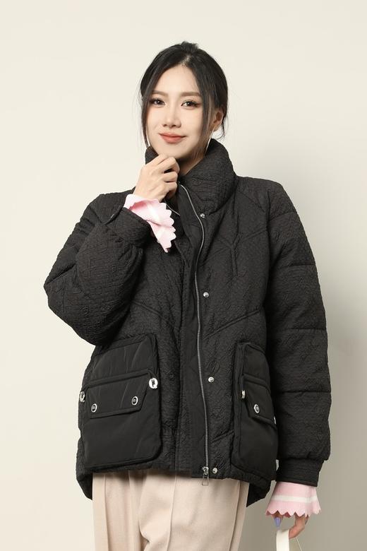 Kai & Kiera 黑色率性高领压纹羽绒服外套 17510 商品图0