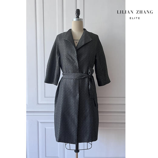 定制-春秋百搭-时尚气质中长款系带束腰连袖宽松茧型风衣 2207003 商品图0