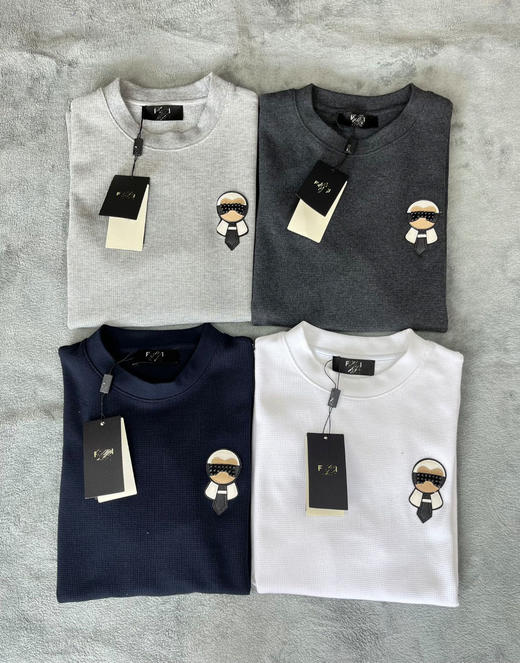 FD 24春季新款 老佛爷图案 华夫格宽松圆领短袖T恤 男女同款 Z-11256 商品图0