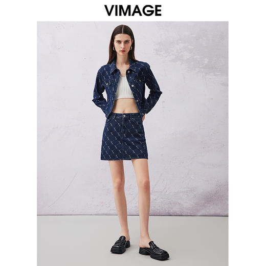 VIMAGE纬漫纪春季新款高腰时尚包臀短裙半身裙V2106735 商品图1